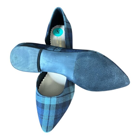 SIZE 8 ISAAC MIZRAHI GREEN/BLACK (BLACKWATCH) PLAID BALLET FLATS NWOT - Picture 6 of 7